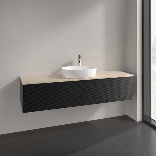 Villeroy & Boch Antao Servantskap med 2 skuffer 160x50x36 cm u/lys Sort Matt/Crème Villeroy & Boch Antao Servantskap med 2 skuffer 160x50x36 cm u/lys Sort Matt/Crème