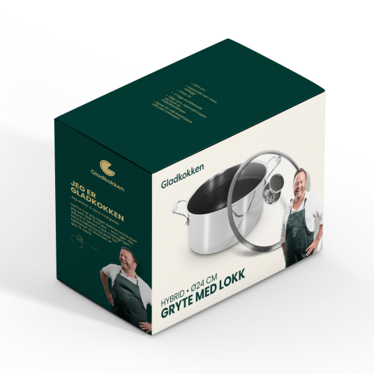 Gladkokken   Hybrid kasserolle med lokk 5L 24 cm