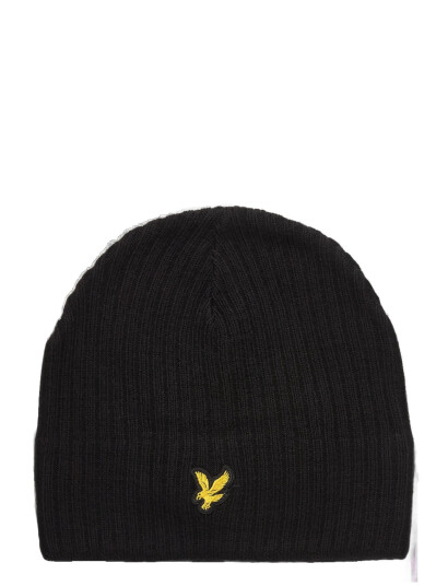 Lyle & Scott Knitted Ribbed Beanie - Black - ONE SIZE