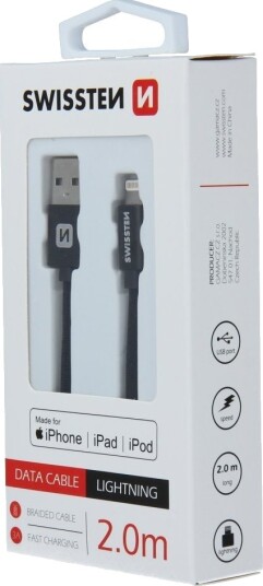 Usb-Kabel Swissten Usb-A Til Lightning 2 M Svart 8595217455191