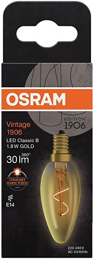 Osram led dekorasjonspære e14 30lm gold varmere lys