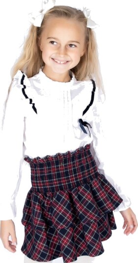 Vilje & Ve Milla Rutete Skjørt Classic Navy (92 / 2 år)
