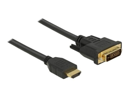 Delock HDMI til DVI adapterkabel 3 m - 2560x1600 oppløsning, gullbelagte kontakter