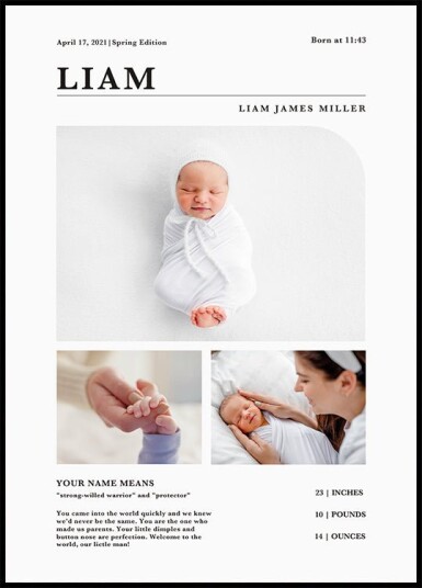 Newborn Birth Announcement Plakat Plakat / 40x50cm