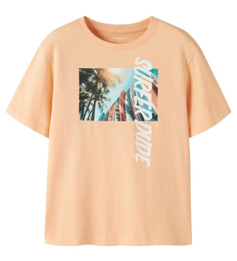 Name It T skjorte   NkmVoto   Peach Fuzz/Surf   Name It   7 8 år 122 128   T skjorte   Oransje