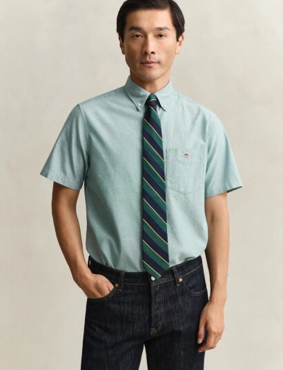 GANT Reg Classic Oxford Ss Shirt Green S