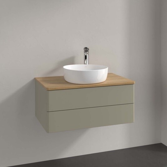 Villeroy & Boch  Antao Servantskap med 2 skuffer 80x50x36 cm u/lys Steingrå/Eik