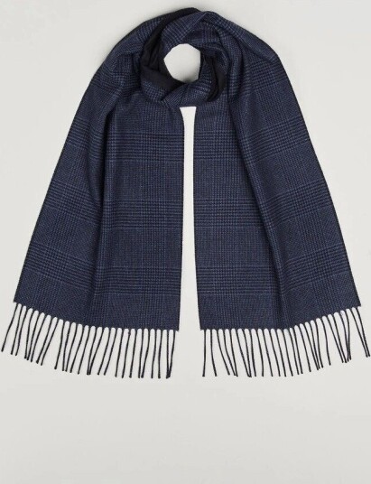 Piacenza Cashmere Cashmere/Silk Glencheck Scarf Navy
