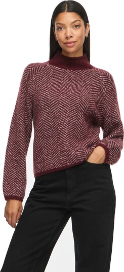 Vila Vilory High Neck L/S Knit Top   Noos   Burgundy   XXL