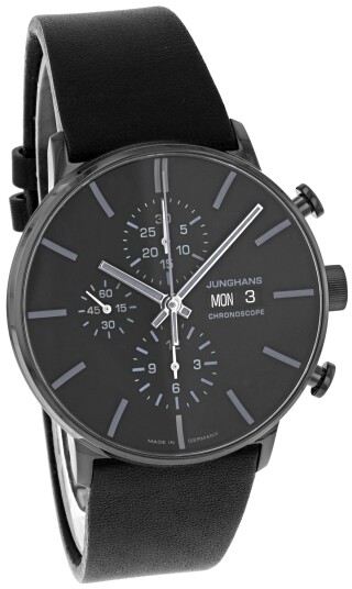 Junghans Herreklokke 27/4371.03 FORM A Chronoscope Sort/Lær Ø42 mm