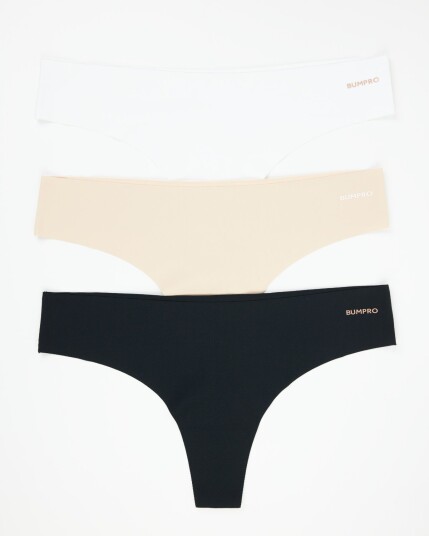 Bumpro 3-pack No Show Thong Black/White/Sand - L