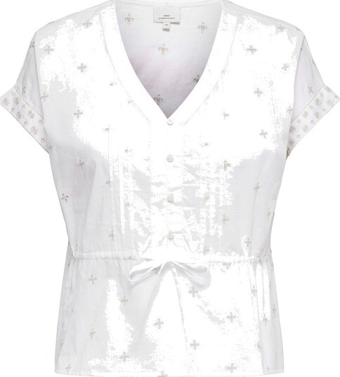 Only Carmakoma Bluse carKuna S/S Emb String Top Wvn Hvit