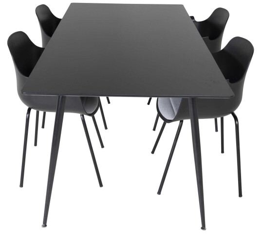 Venture Design Silar & Comfort spisegruppe Svart/svart 4 st stoler & bord 180 x 90 cm