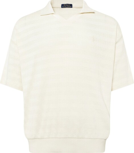 Polo Ralph Lauren Pointelle Ribbed Polo Shirt Cream S