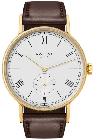 Nomos Glashütte Herreklokke N 212 Ludwig Gold Sølvfarget/Lær Ø35 Nomos Glashütte Herreklokke N 212 Ludwig Gold Sølvfarget/Lær Ø35