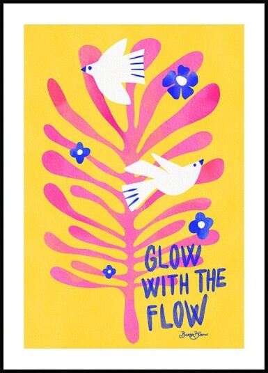 Birds - Glow with the Flow pink Plakat Plakat / 21x30cm