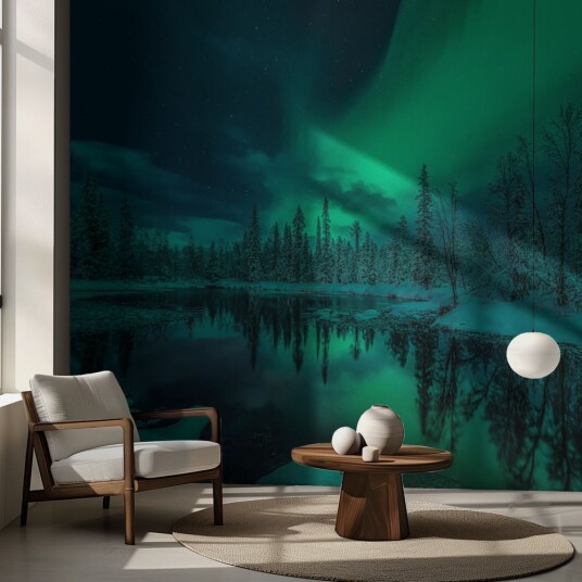 Tapet Nordlys Refleksjon Tapet Nordlys Refleksjon