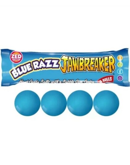 4 pk Zed Jawbreaker med Blue Razz Smak og Kjerne av Tyggegummi