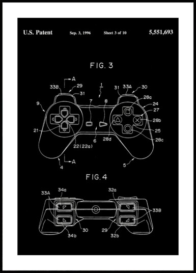 Vintage Controller Blueprint Plakat / 21x30