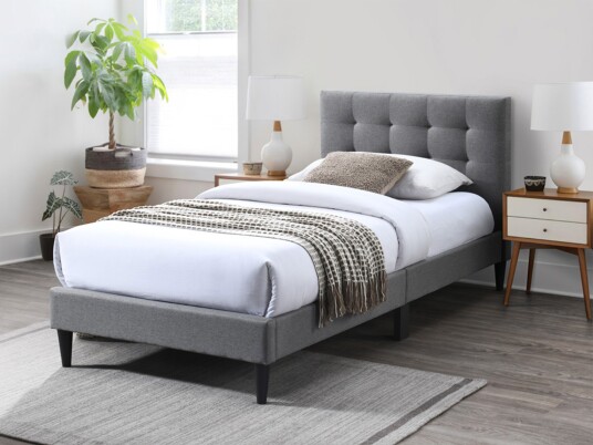 Kids House Factory Enkeltseng med Sengegavl og Madrass Unisex 90×200 Grå Kids House Factory Enkeltseng med Sengegavl og Madrass Unisex 90×200 Grå