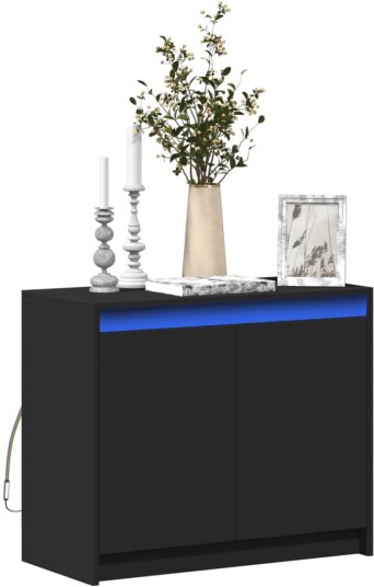 Skjenk med LED svart 72x34x61 cm konstruert tre 8721102967399