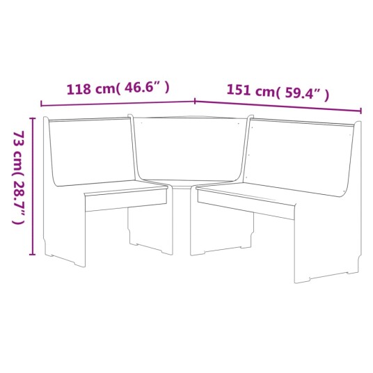 vidaXL Hjørnebenk 151 cm heltre furu honningbrun vidaXL Hjørnebenk 151 cm heltre furu honningbrun
