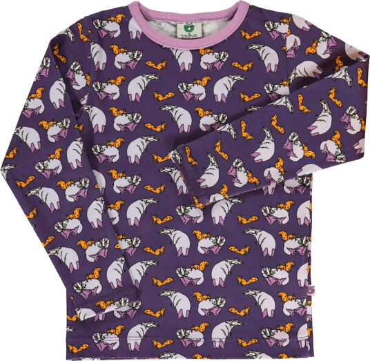 Småfolk Long Sleeved Blouse With Badger And Squirrel Purple 92 98