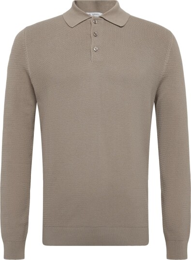 Mango Fine Knit Cotton Blend Polo Grey M