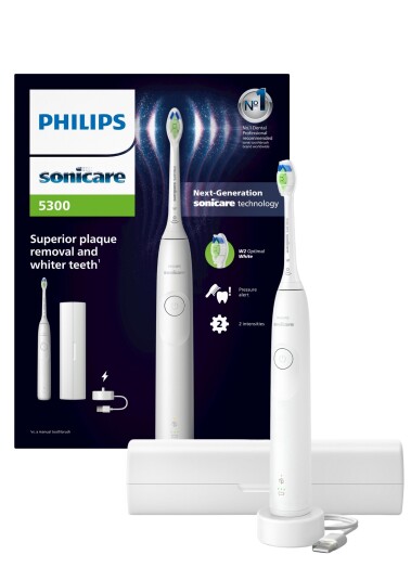 Philips Sonicare 5300 Series elektrisk tannbørste med sonisk teknikk og trykksensor - Hvit HX7108/02 Philips Sonicare 5300 Series elektrisk tannbørste med sonisk teknikk og trykksensor - Hvit HX7108/02
