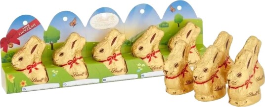 5 pk Lindt Gold Bunny   Gavepakke med 5 Melkesjokolade Kaniner