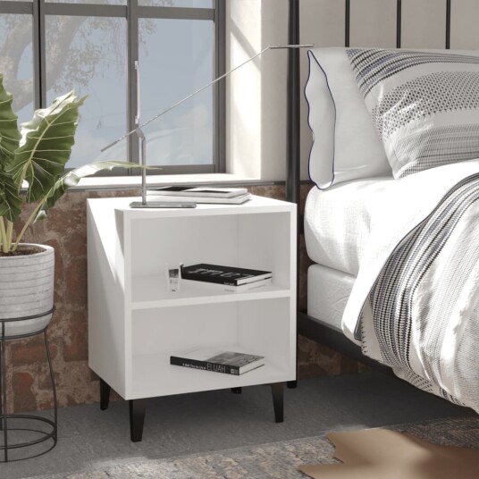 vidaXL Nattbord med metallben 2 stk hvit 40x30x50 cm vidaXL Nattbord med metallben 2 stk hvit 40x30x50 cm