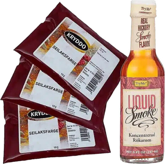 Liquid smoke og seilaksfarge Liquid smoke og seilaksfarge