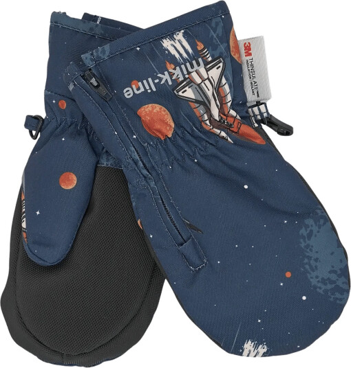 mikk-line Polyester Mittens Aop W. Zip - Navy - 98/104