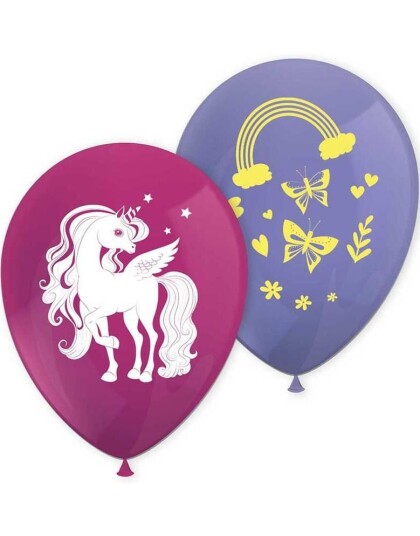 8 stk Ballonger 28 cm Unicorn Rainbow