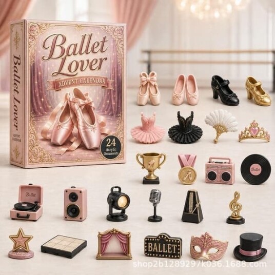 2026 Sports Julekalender 24 dagers Akryl Hengende Nedtelling Dekor Kreativ Sport tema Julegave til Fans **Rosa ballettsko
