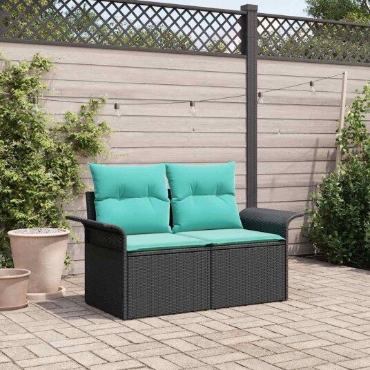 vidaXL Hagemøbelsofa med pute 141 x 62 x 69 cm polyrotting
