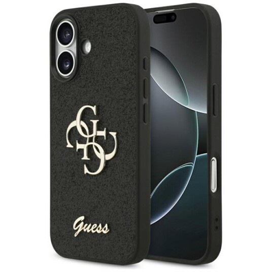 Guess Fixed Glitter 4G Metal Logo Mobildeksel for iPhone 17 Svart Guess Fixed Glitter 4G Metal Logo Mobildeksel for iPhone 17 Svart