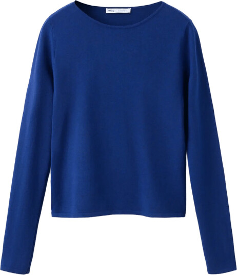 Mango Fitted Boat Neck Jumper Blue L