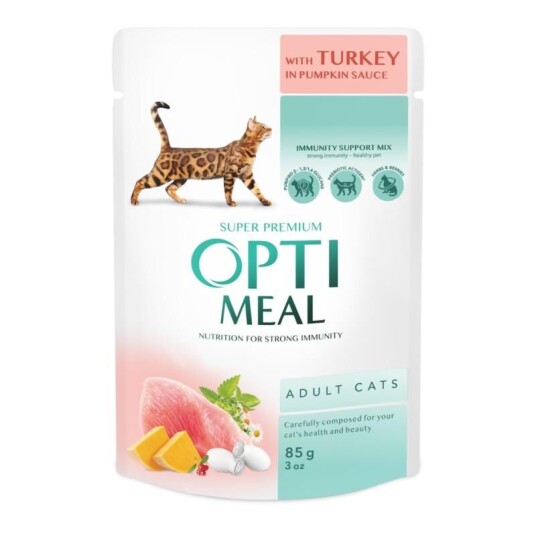 Optimeal Cat Adult Turkey In Pumpkin Sauce Våtfôr Til Katt 12 X 85G