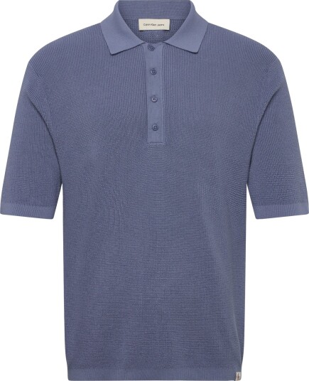 Calvin Klein Jeans Ss Cotton Waffle Polo Collarswtr Blue XS Calvin Klein Jeans Ss Cotton Waffle Polo Collarswtr Blue XS