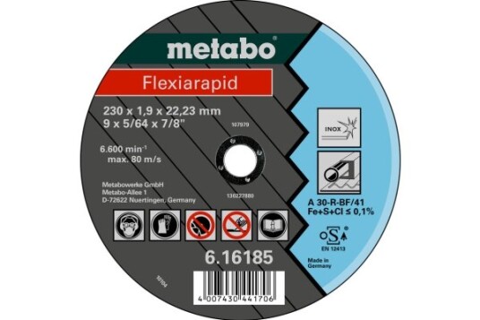 Metabo 616182000, Kutteskive, Flatt Senter, Rustfritt Stål, Metabo, 2,22 Cm, 12,5 Cm Metabo 616182000, Kutteskive, Flatt Senter, Rustfritt Stål, Metabo, 2,22 Cm, 12,5 Cm
