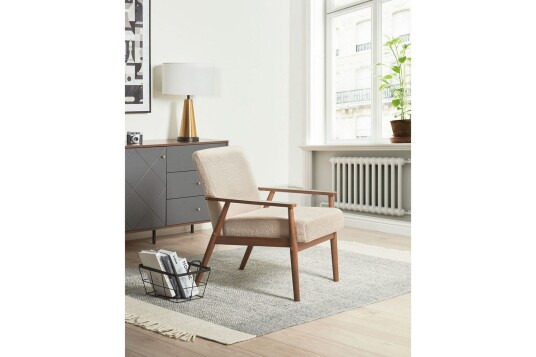 Lenestol Esrum Beige/mørkt tre Bouclé Beige/mørkt tre Bouclé Lenestol Esrum Beige/mørkt tre Bouclé Beige/mørkt tre Bouclé