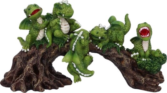 Daring Dragonlings Hvilende Drageunger på Trestamme Figur 22,7 cm