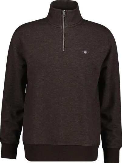 Gant Reg Shield Half Zip Sweat BLACK BROWN MELANGE S Gant Reg Shield Half Zip Sweat BLACK BROWN MELANGE S