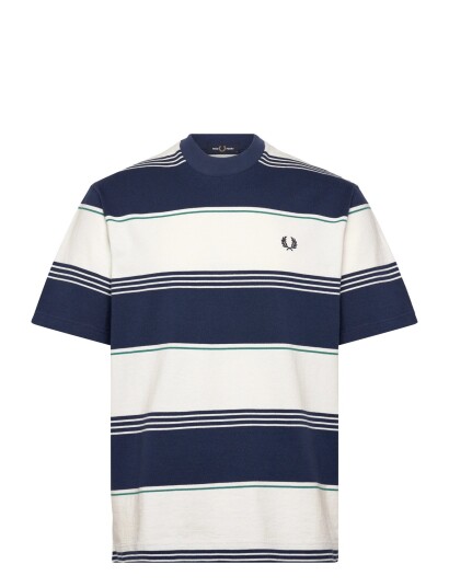 Fred Perry Heavyweight Striped Tee Navy M