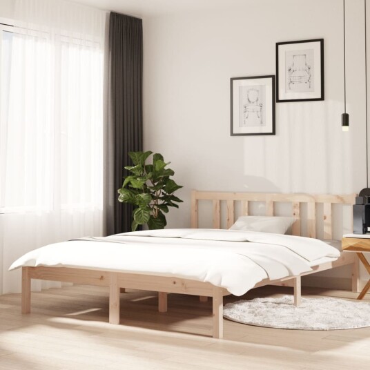 vidaXL Sengeramme heltre 135x190 cm 4FT6 Double