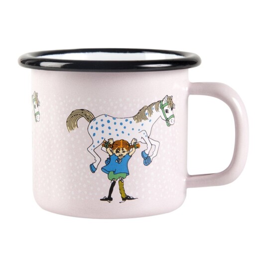 Muurla Pippi and the horse emaljekopp 1,5 dl Light pink
