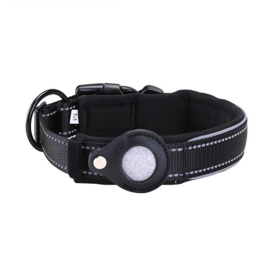 INCOVER Hundehalsbånd med AirTag Leather Deksel & Reflectors - M - 40-45 cm.
