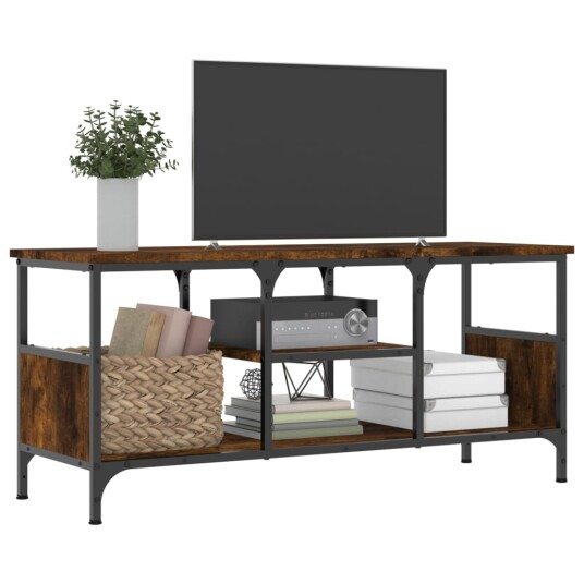 TV benk røkt eik 100x35x45 cm konstruert tre og jern TV benk røkt eik 100x35x45 cm konstruert tre og jern