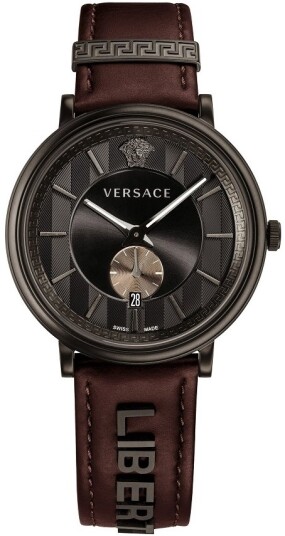 Versace Herreklokke VBQ040017 V Circle Sort/Lær Ø43 mm Versace Herreklokke VBQ040017 V Circle Sort/Lær Ø43 mm